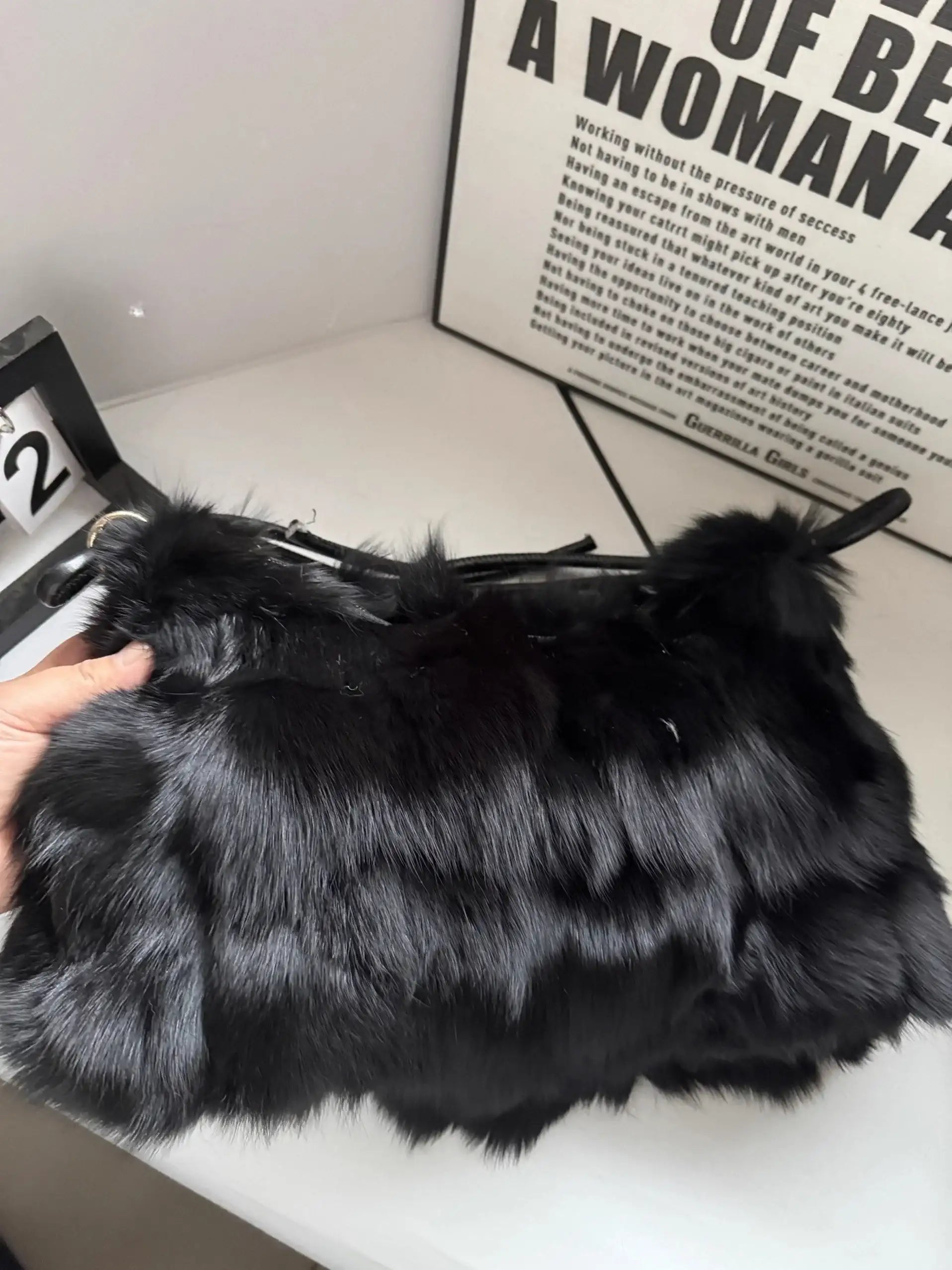 Winter Fox Shoulder Bag Real Silver Fox Fur Exclusive