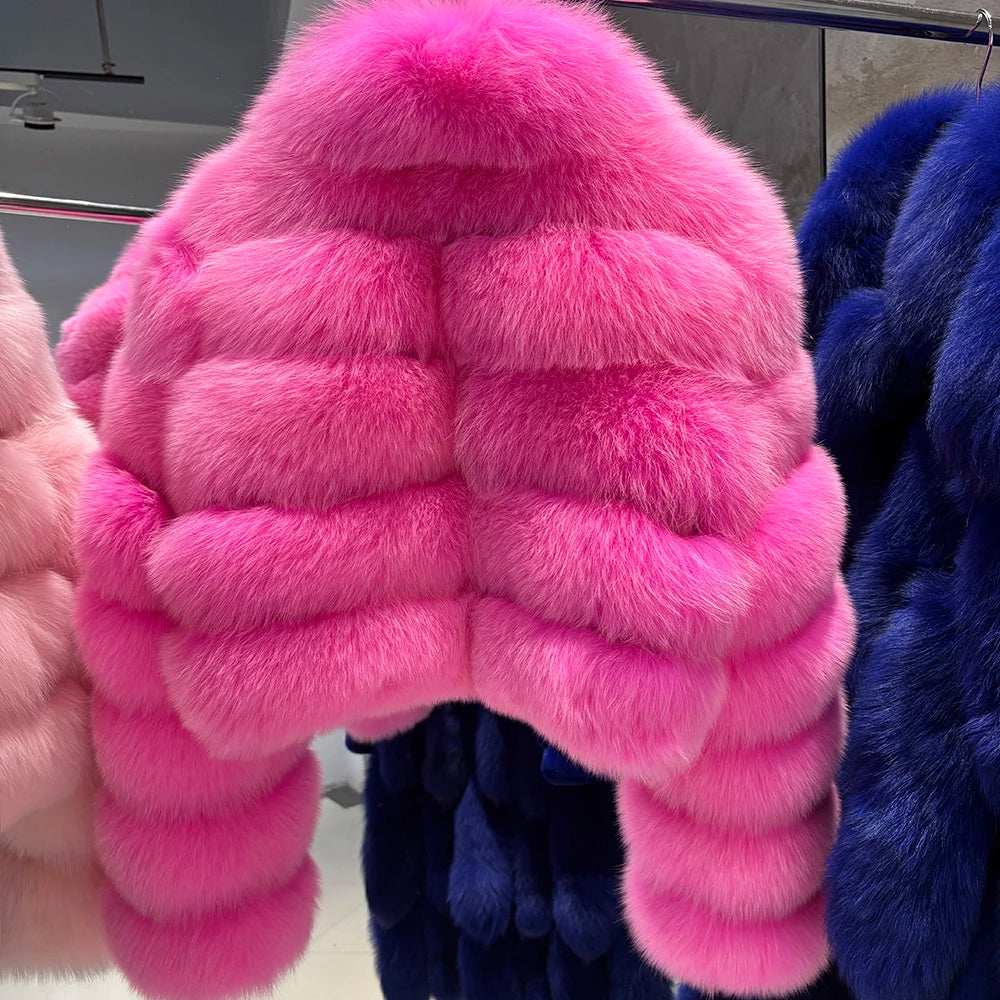 Anastasia Chic Cropped Fox Fur Coat - La Vita Rosa