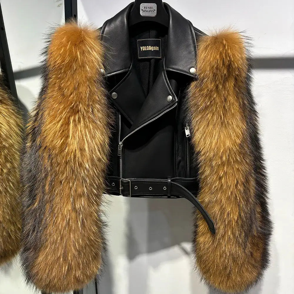 Regina Genuine Leather and Natural Fur Coat