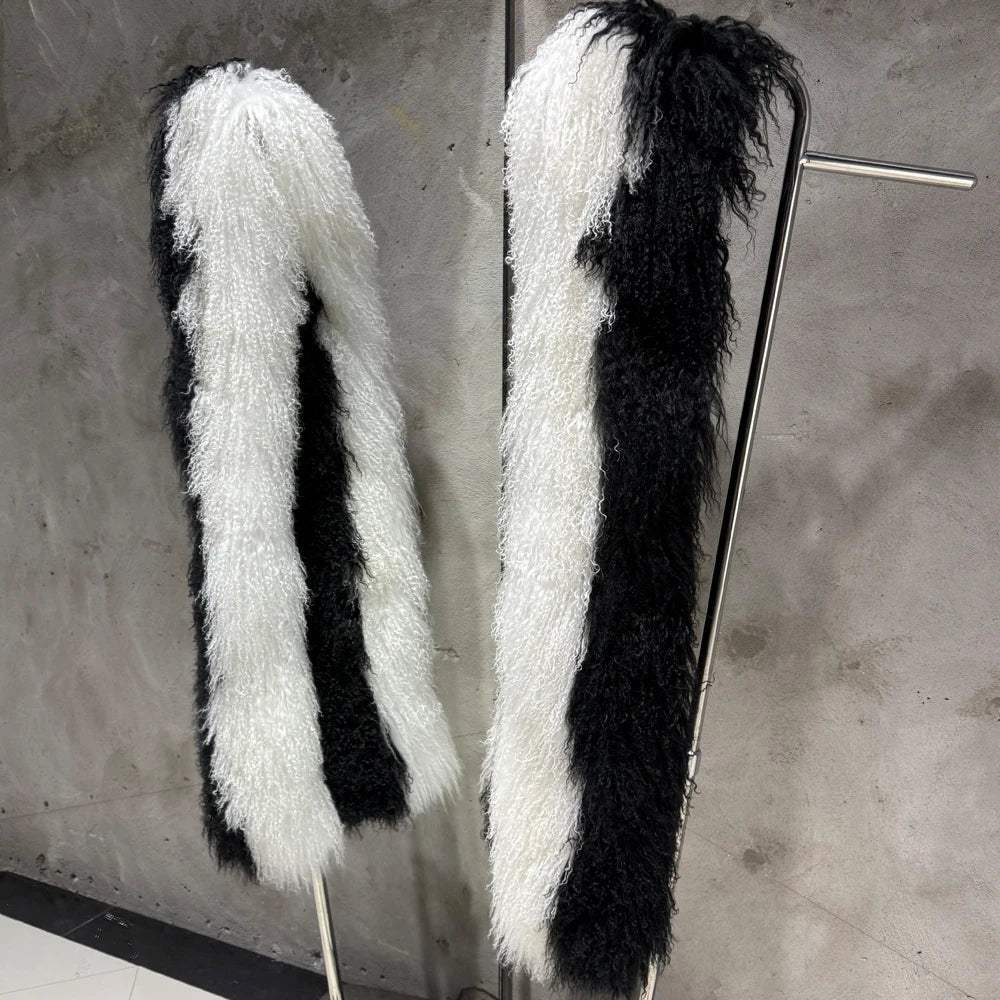 Sheep Fur Scarf - Mongolian Fur Shawl