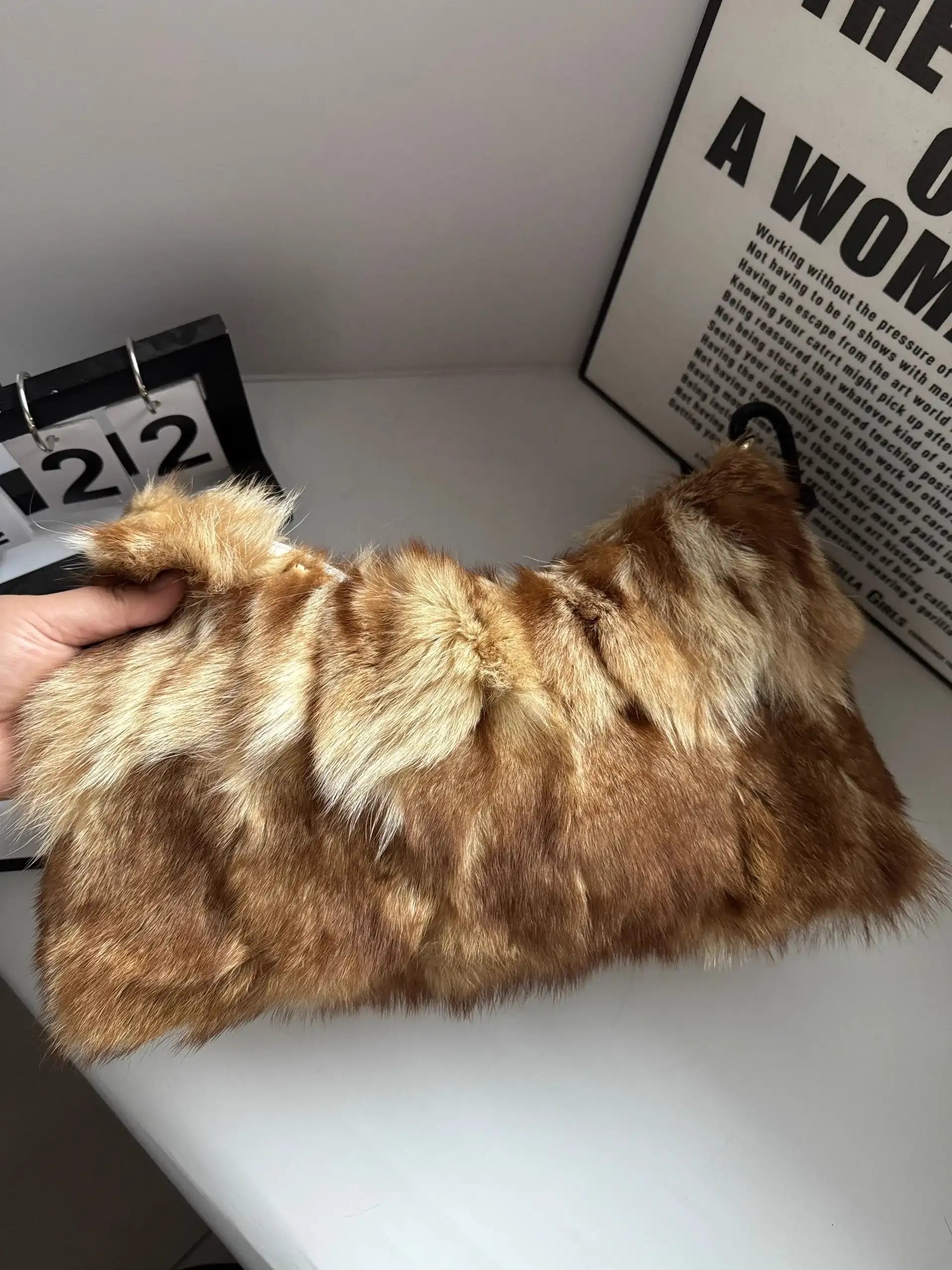 Winter Fox Fur Bag Real Silver Fox Fur Handbag Exclusive