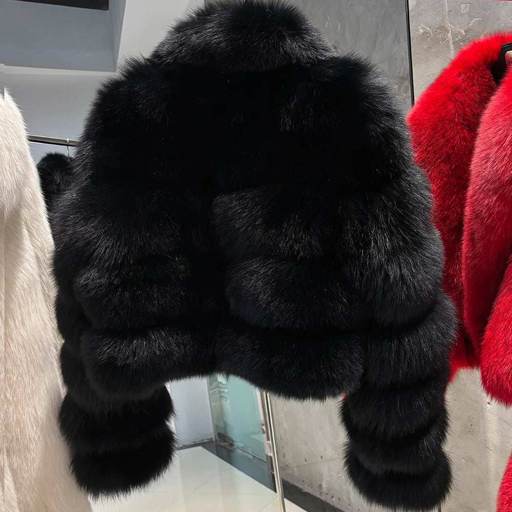 Anastasia Chic Cropped Fox Fur Coat - La Vita Rosa