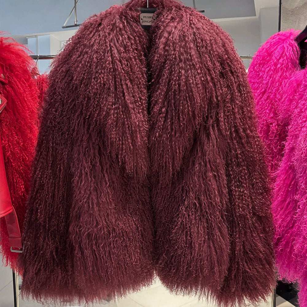 Anna Lisa Mongolia Fur Coat With Collar - La Vita Rosa