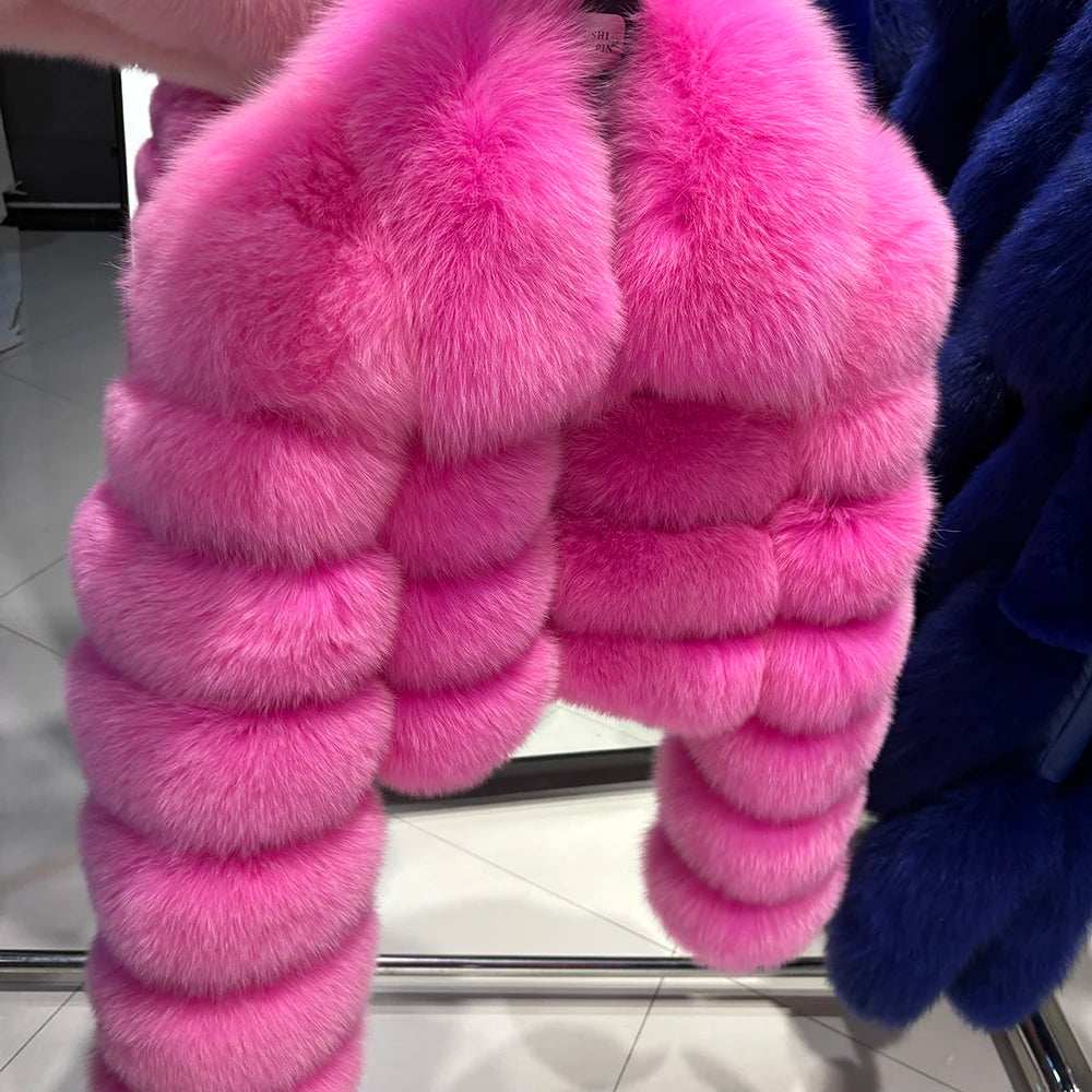 Anastasia Chic Cropped Fox Fur Coat - La Vita Rosa